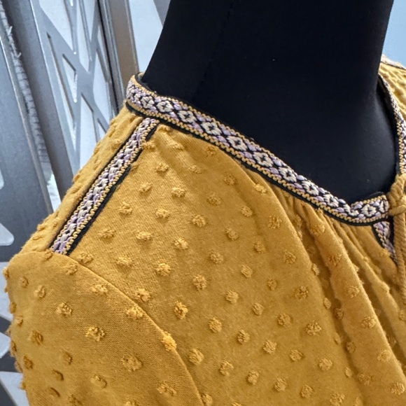 DR2 Golden Yellow Textured Blouse with Tassel Accents - Picture 4 of 8